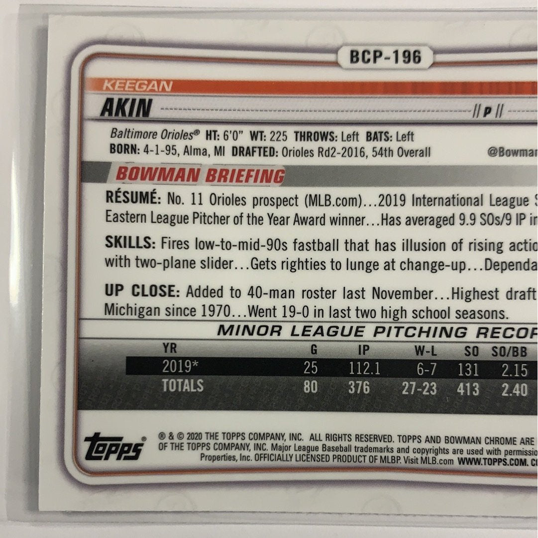 2020 Bowman Chrome Keegan Akin Mojo Refractor | Local Legends Cards & Collectibles