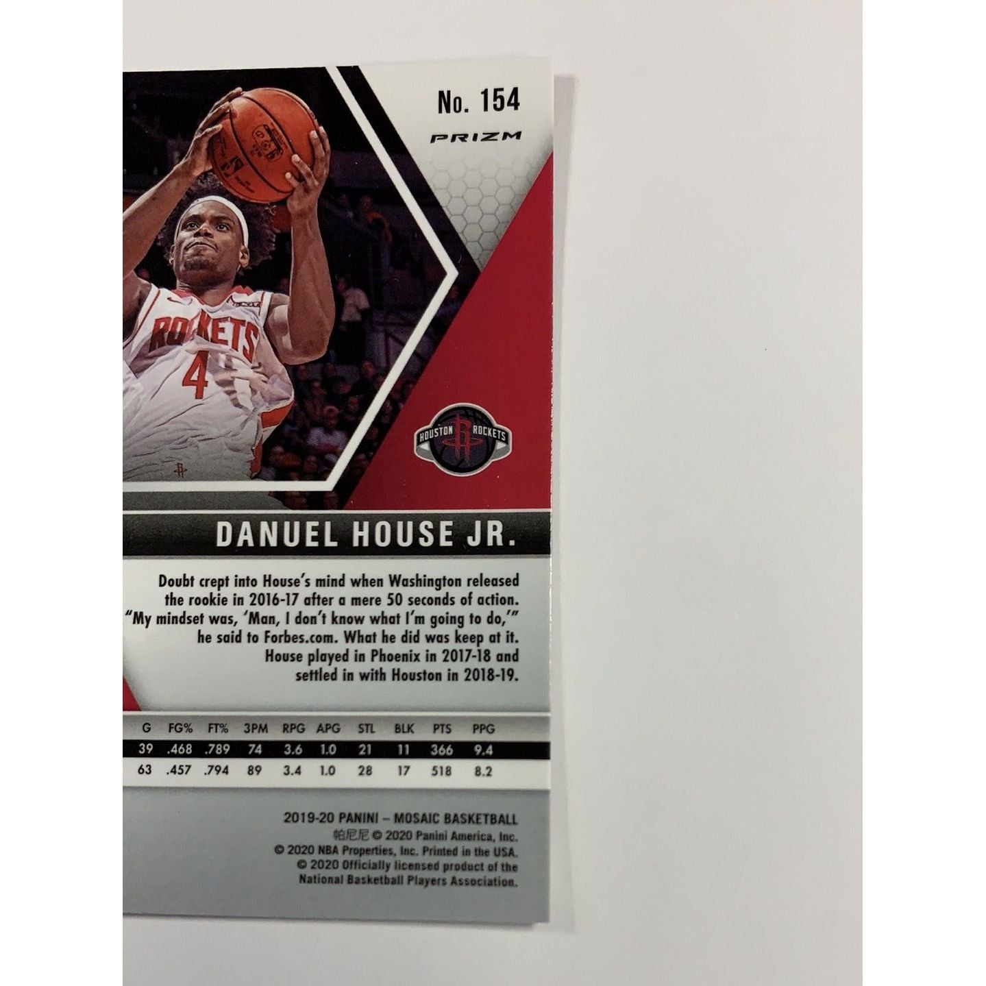 2019-20 Mosaic Danuel House Jr Blue Reactive Prizm | Local Legends Cards & Collectibles