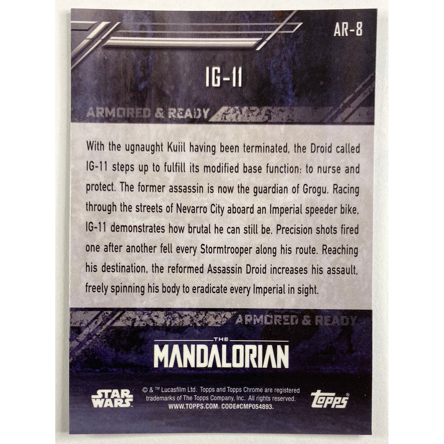 Topps Chrome The Mandalorian Armored And Ready IG-11 Refractor | Local Legends Cards & Collectibles