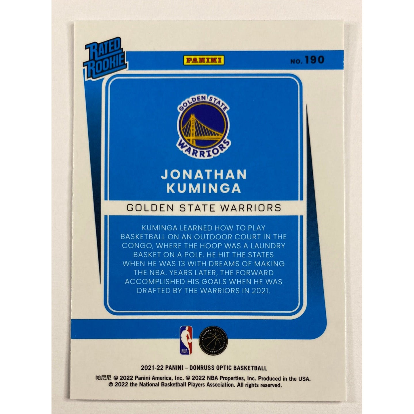 2021-22 Donruss Optic Jonathan Kuminga Rated Rookie | Local Legends Cards & Collectibles
