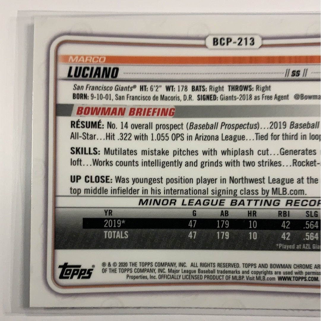 2020 Bowman Chrome Marco Luciano Mojo Refractor | Local Legends Cards & Collectibles