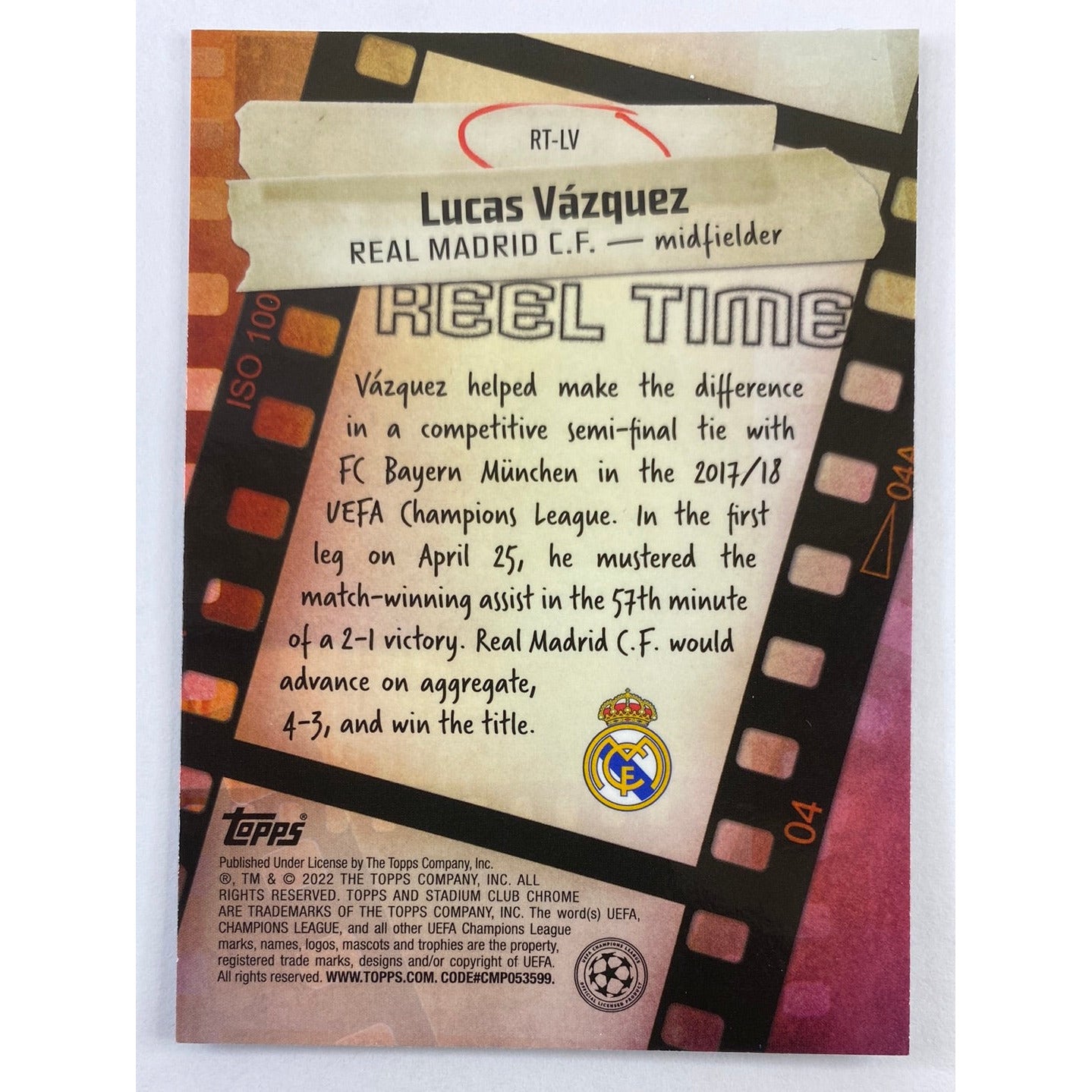 2022 Stadium Club Chrome Lucas Vásquez Reel Time | Local Legends Cards & Collectibles