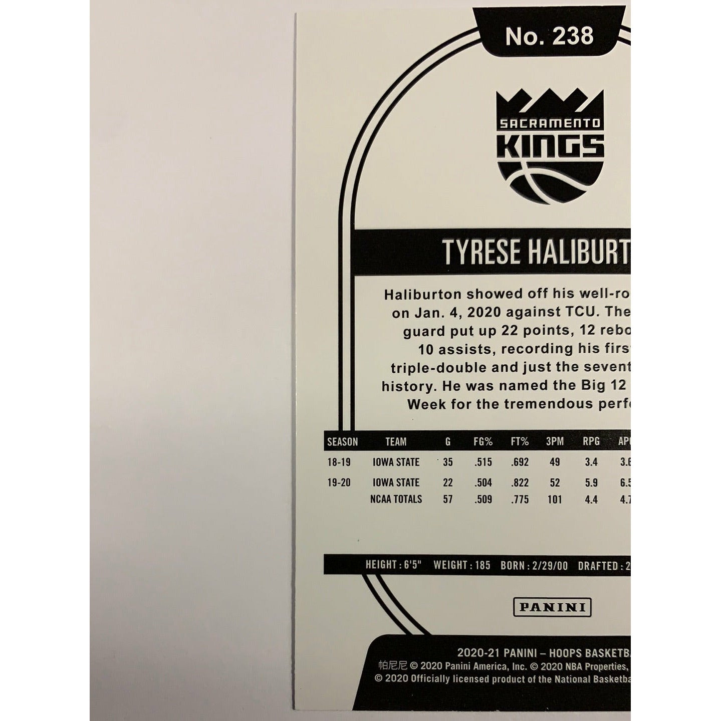 2020-21 Hoops Tyrese Haliburton RC | Local Legends Cards & Collectibles