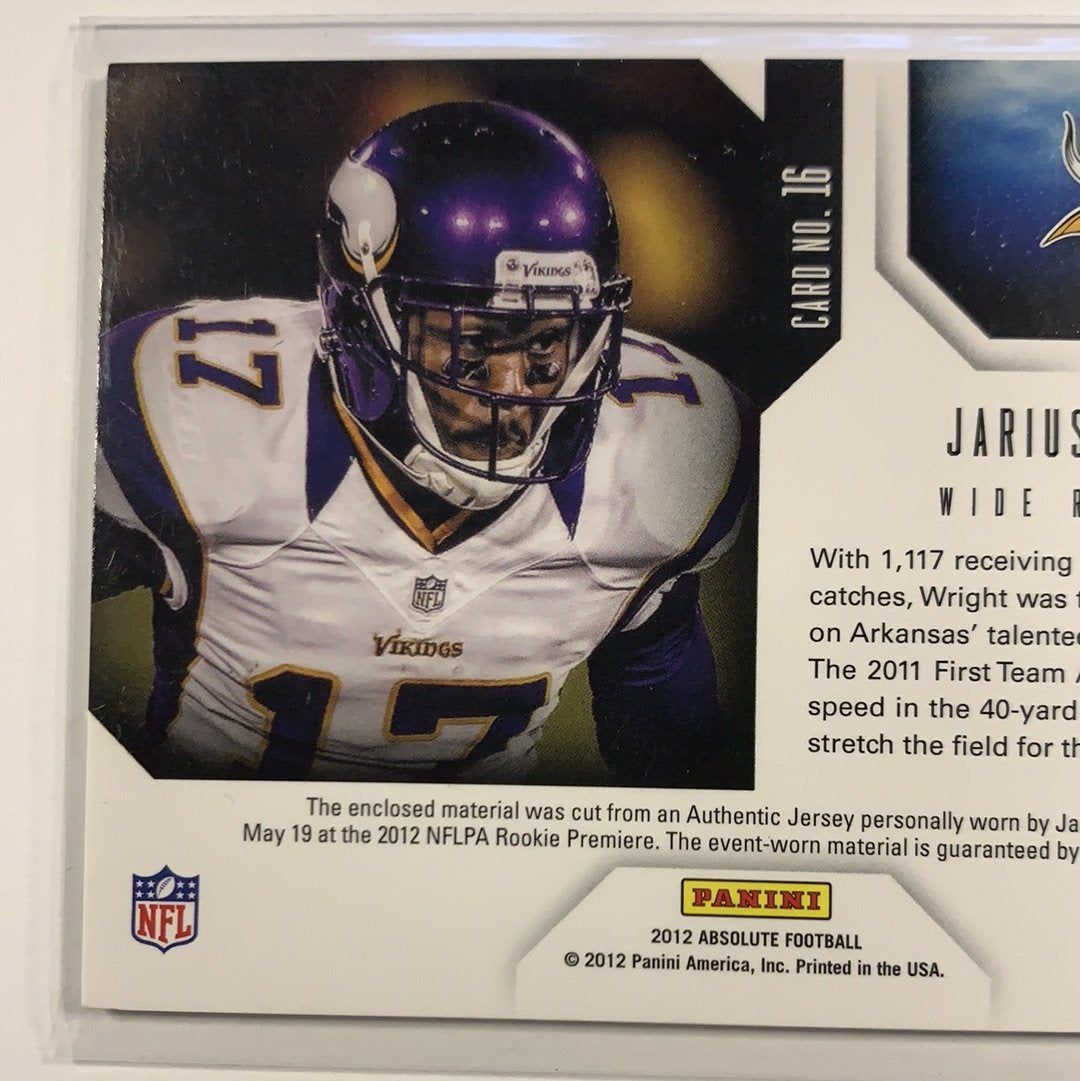 2012 Absolute Jarius Wright Star Gazing Jersey Patch | Local Legends Cards & Collectibles