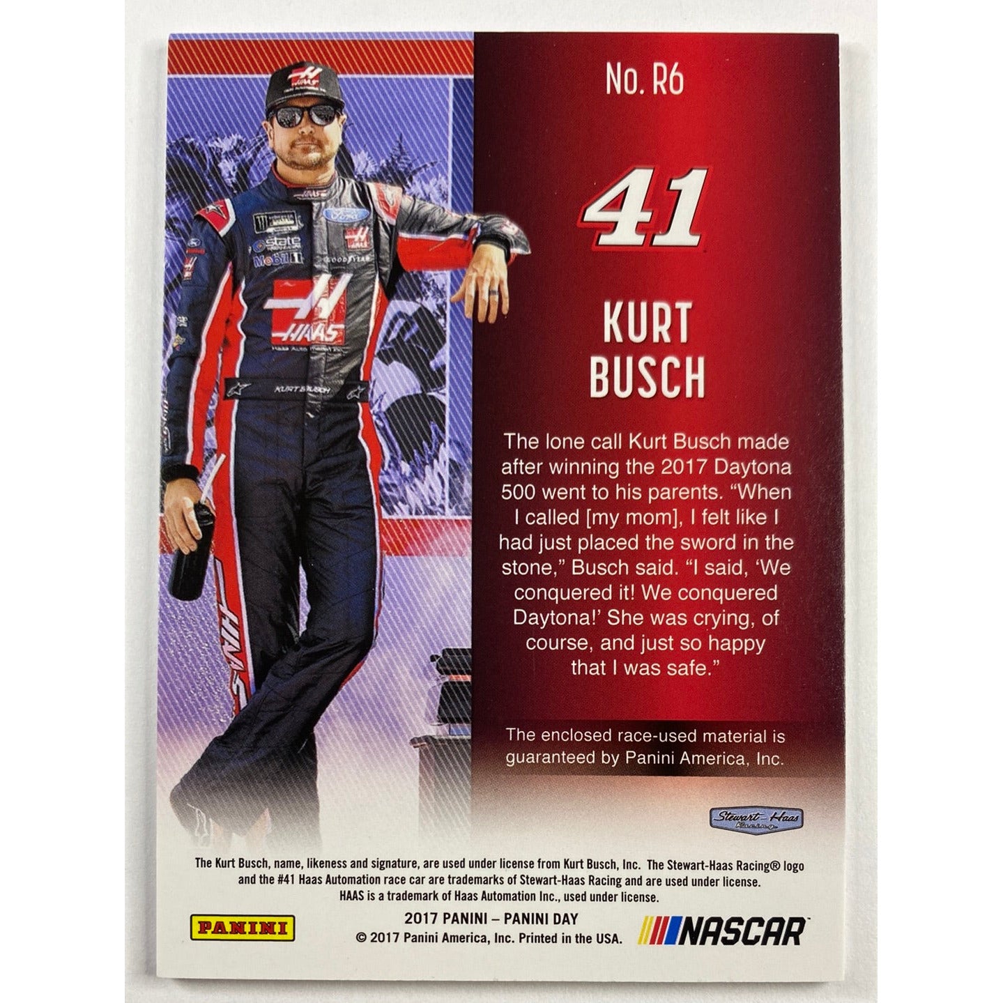 2017 Panini Day Kurt Busch Race Used Material Patch | Local Legends Cards & Collectibles
