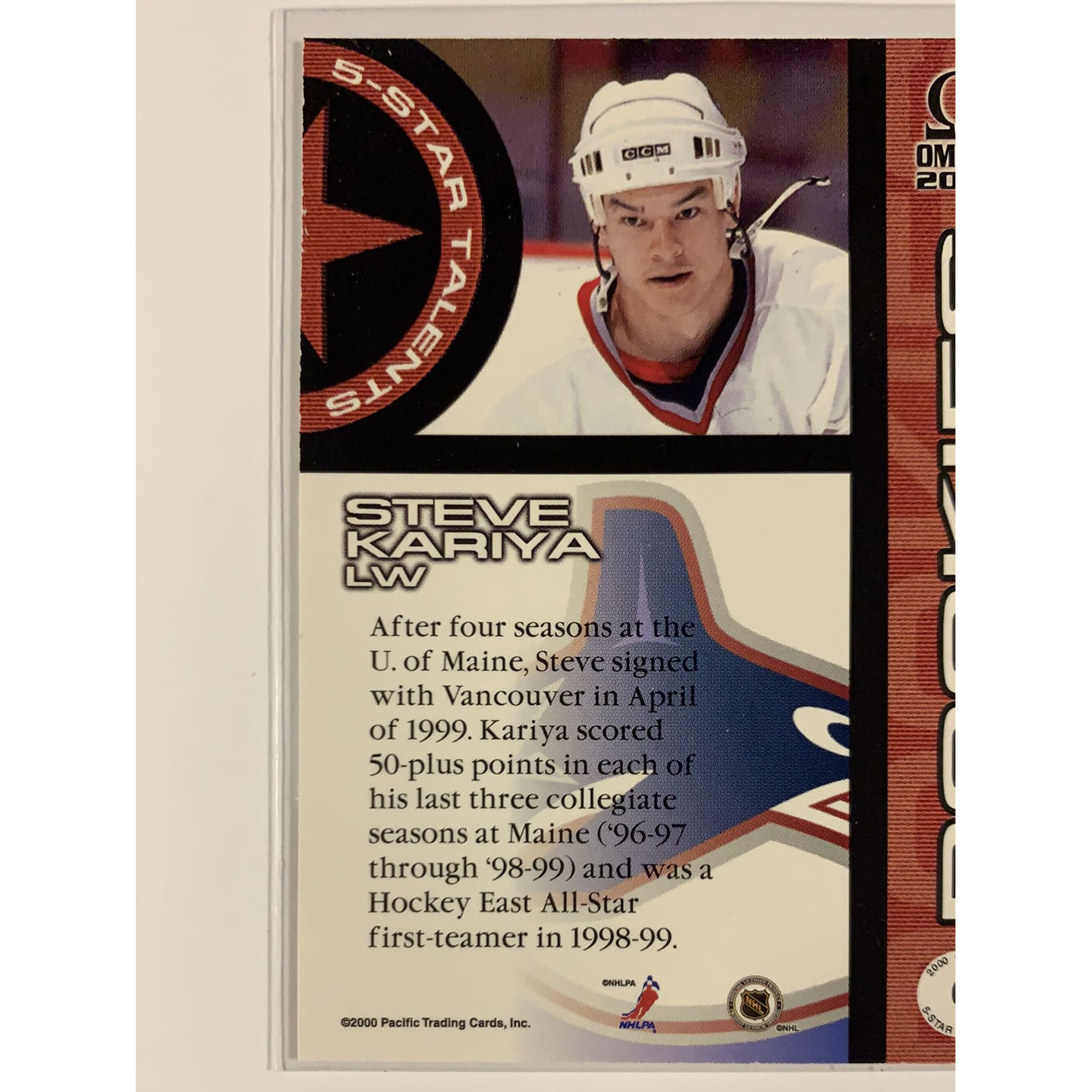 2000-01 Pacific Omega Steve Kariya Rookies | Local Legends Cards & Collectibles