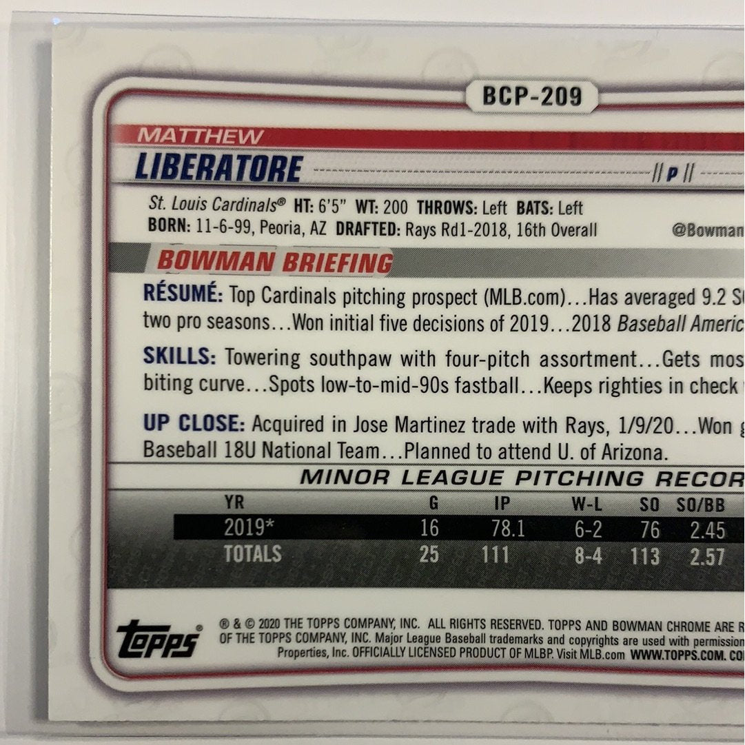 2020 Bowman Chrome Matthew Liberatore Mojo Refractor | Local Legends Cards & Collectibles