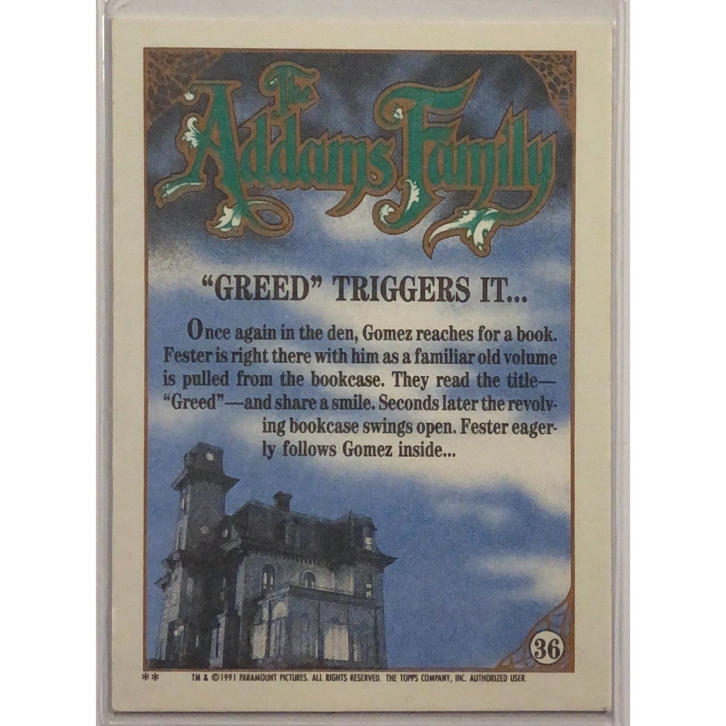 1991 Paramount Pictures The Adams Family “Greed” Triggers It… #36 Local Legends Cards & Collectibles