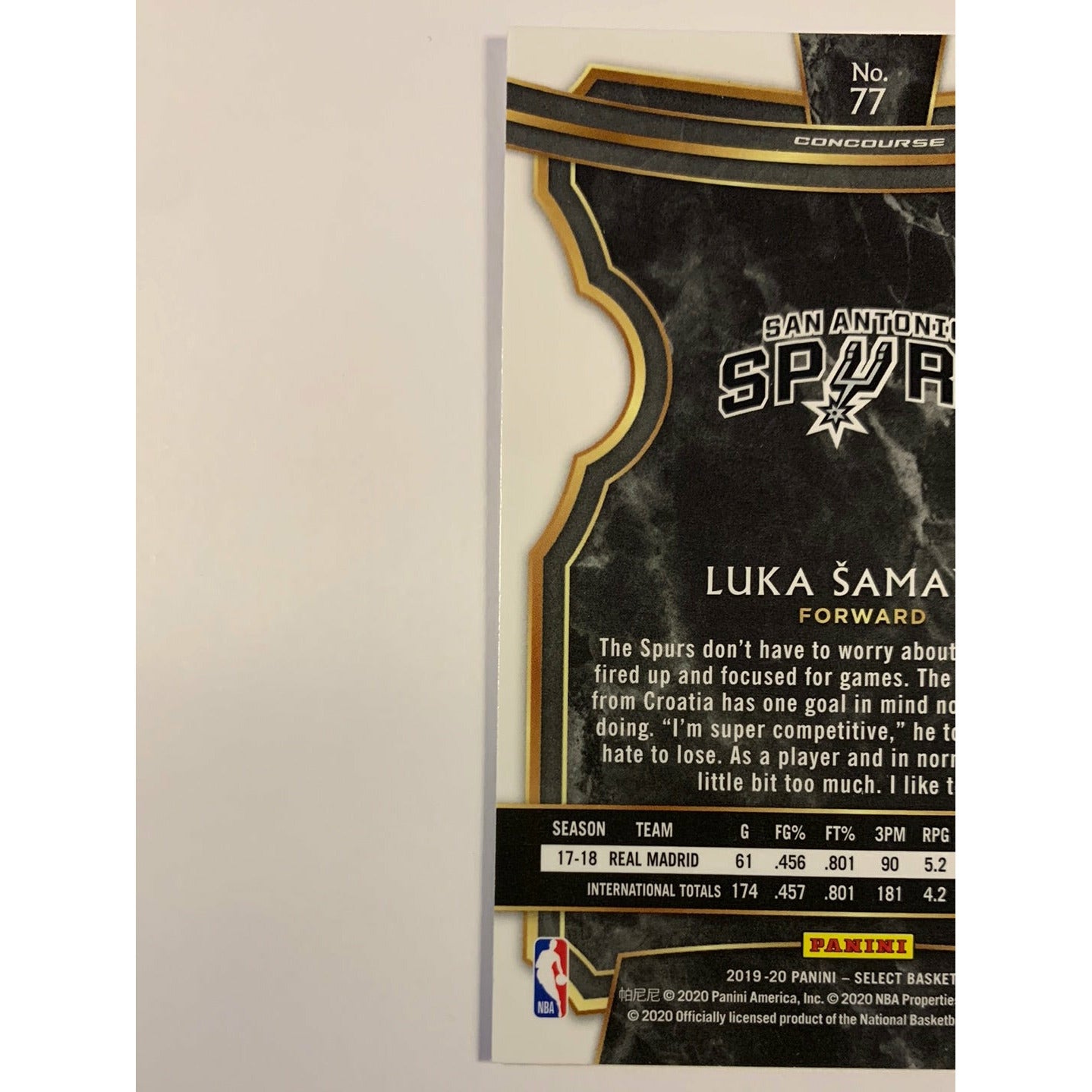 2019-20 Select Luka Samanic Concourse Level RC | Local Legends Cards & Collectibles
