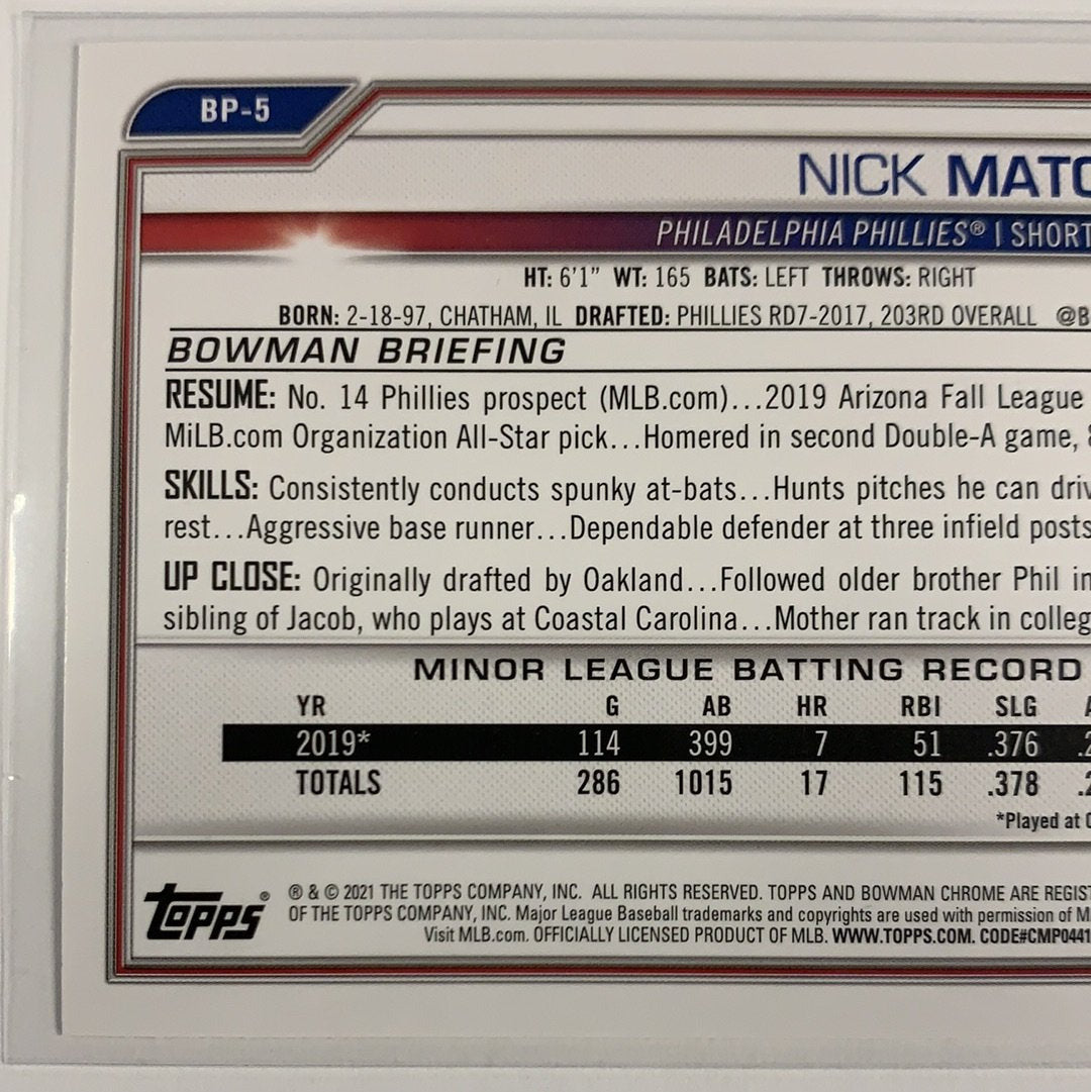 2021 Bowman Nick Maton BP-5 | Local Legends Cards & Collectibles