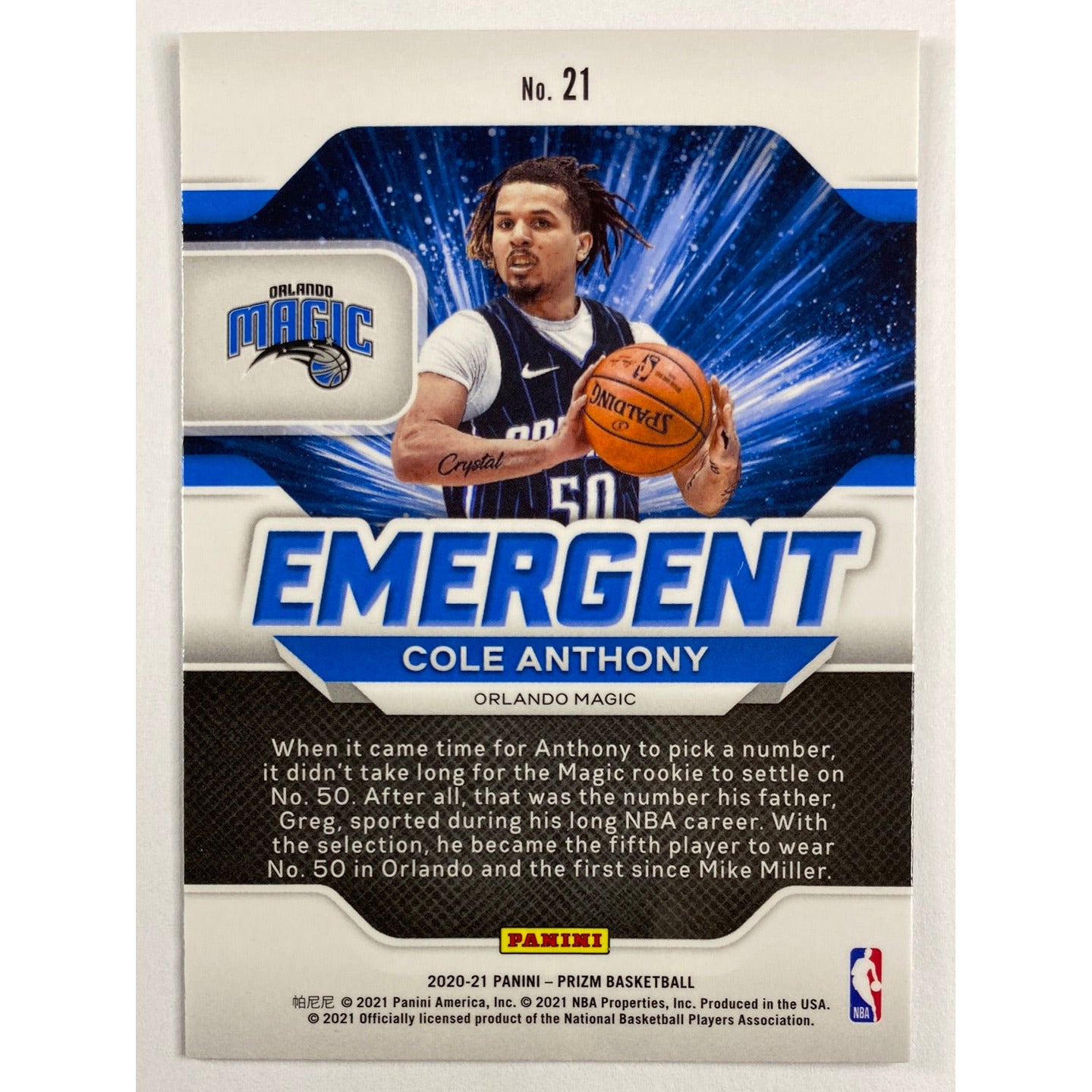 2020-21 Prizm Cole Anthony Emergent | Local Legends Cards & Collectibles