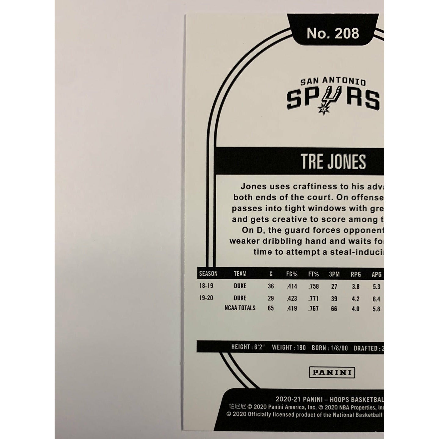 2020-21 Hoops Tre Jones RC | Local Legends Cards & Collectibles