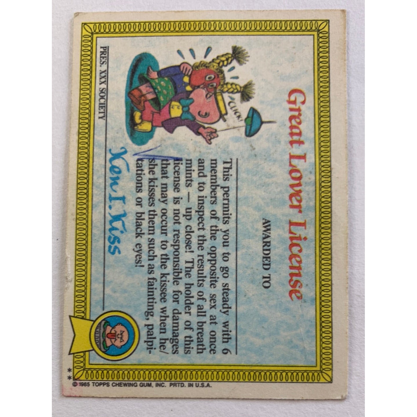1985 Topps Garbage Pail Kids Jason Basin Die Cut | Local Legends Cards & Collectibles