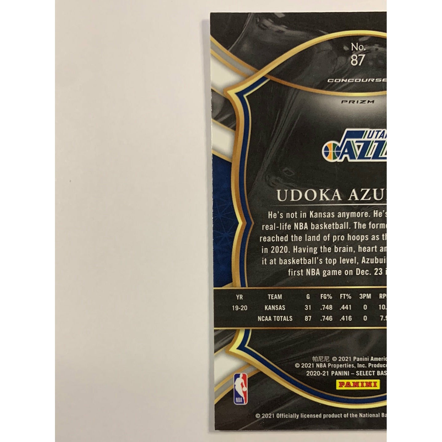 2020-21 Select Udoka Azubuike Concourse Level Silver Prizm RC | Local Legends Cards & Collectibles