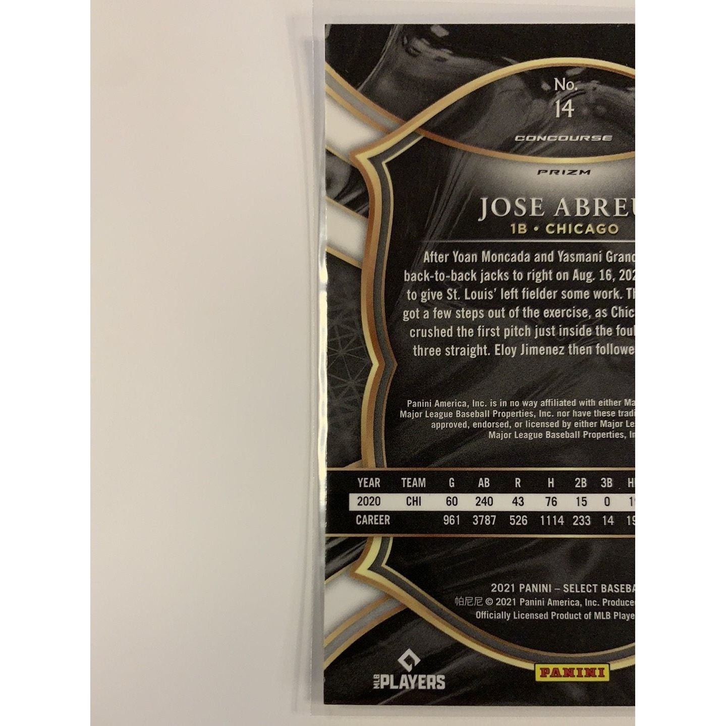 2021 Panini Select Jose Abreu Concourse Level Scope Prizm | Local Legends Cards & Collectibles