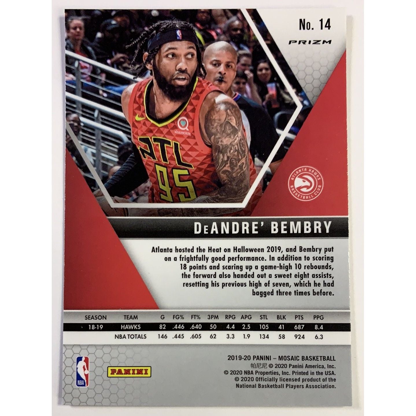 2019-20 Mosaic DeAndre Bembry Blue Reactive Prizm | Local Legends Cards & Collectibles