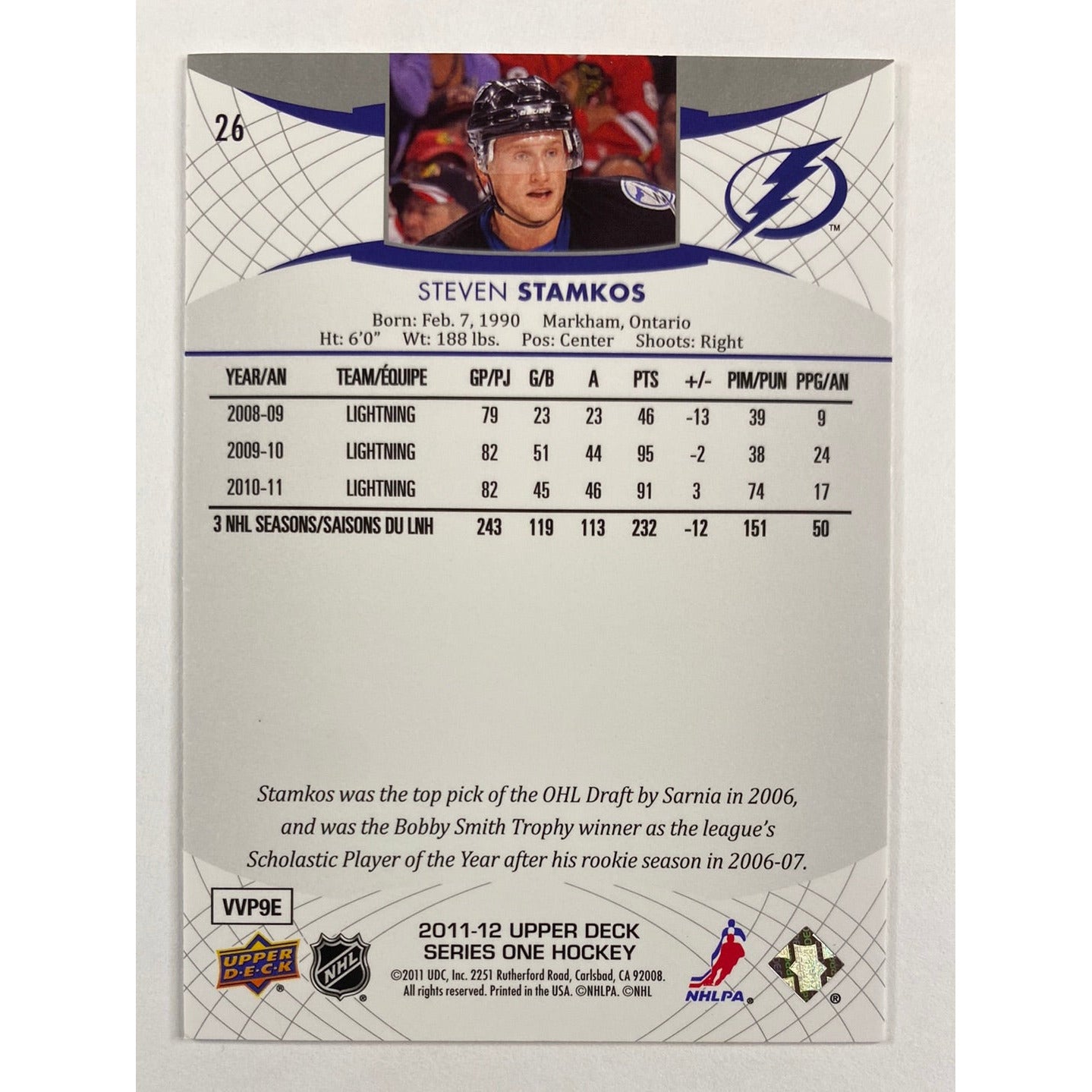 2011-12 Upper Deck Series 1 Steven Stamkos | Local Legends Cards & Collectibles