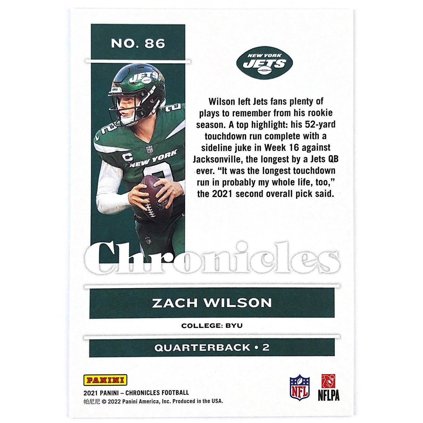 2021 Chronicles Zach Wilson RC | Local Legends Cards & Collectibles