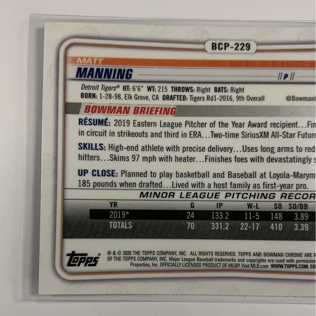 2020 Bowman Chrome Matt Manning Mojo Refractor | Local Legends Cards & Collectibles