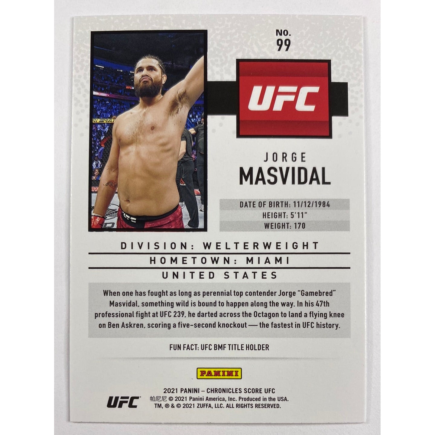 2021 Chronicles Score Jorge Masvidal Pink Parallel | Local Legends Cards & Collectibles