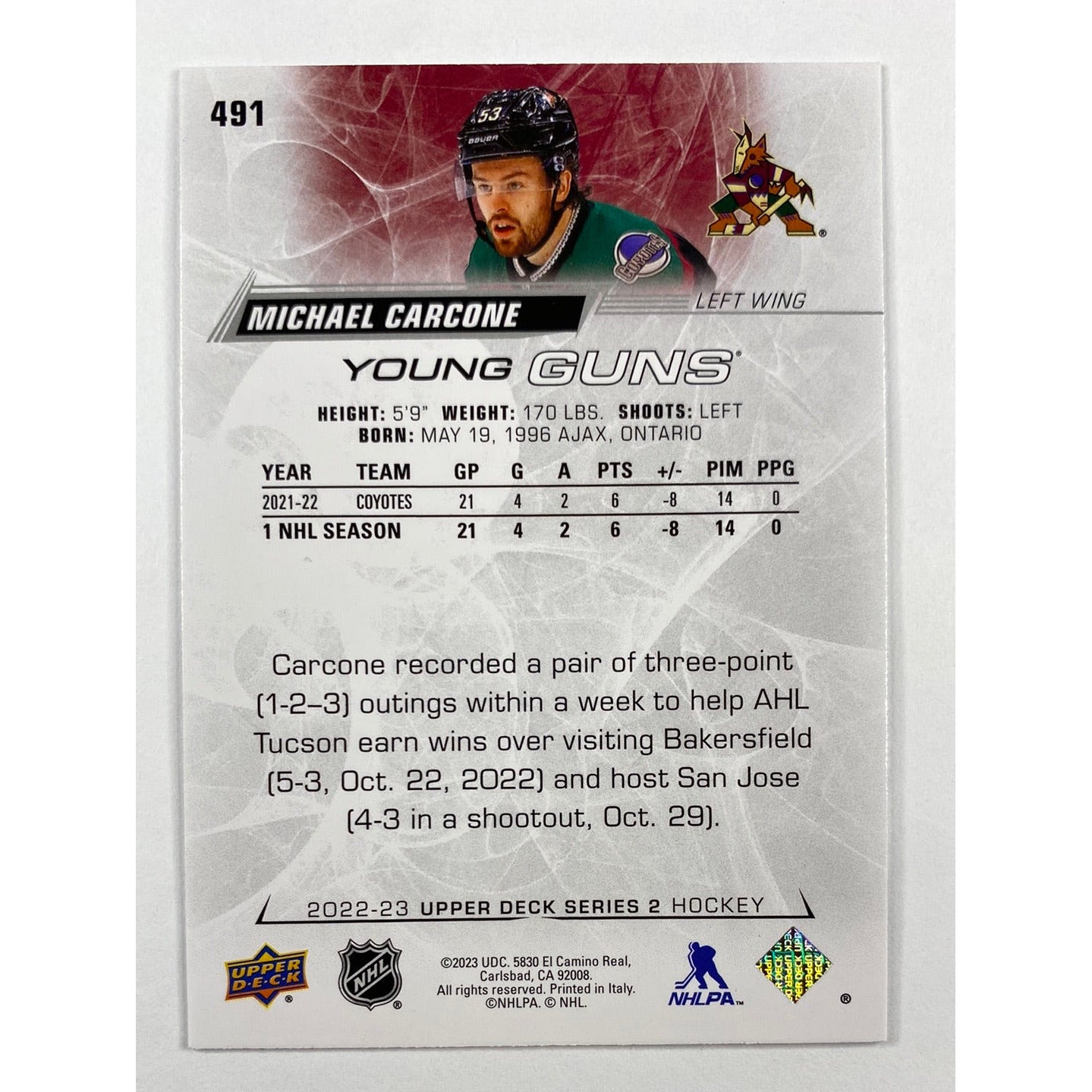 2022-23 Series 2 Michael Carcone Young Guns | Local Legends Cards & Collectibles