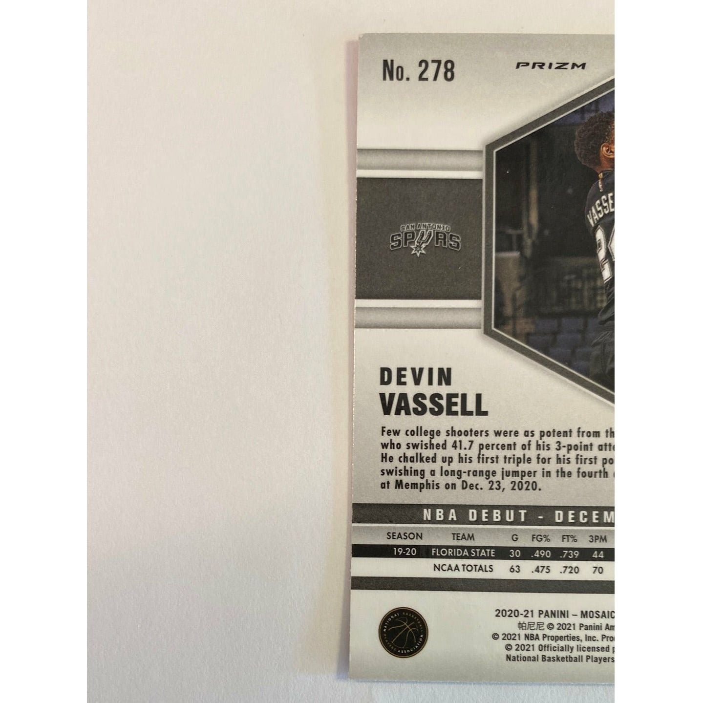 2020-21 Mosaic Devin Vassell NBA Debut Pink Camo Prizm | Local Legends Cards & Collectibles