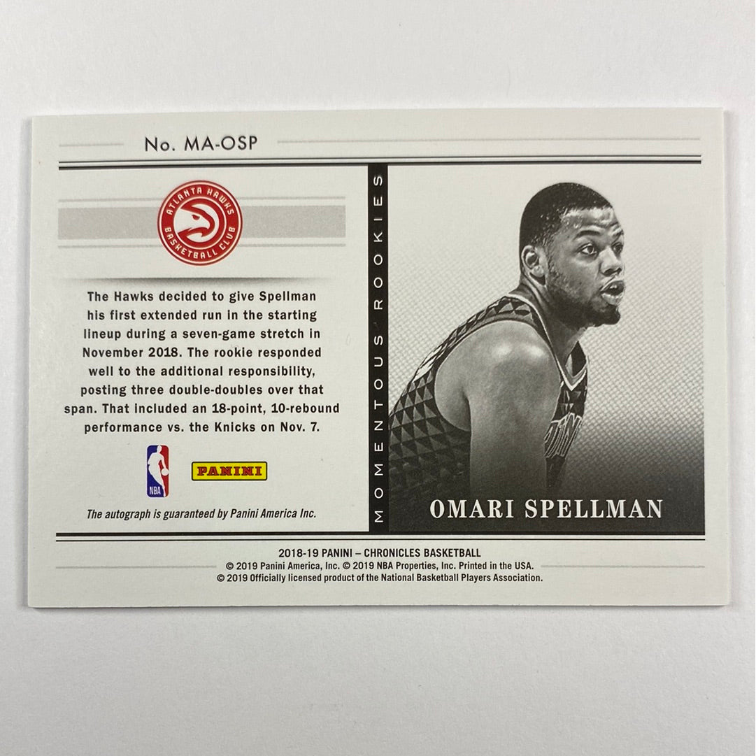 2018-19 Chronicles Omari Spellman Momentous Rookies Auto | Local Legends Cards & Collectibles