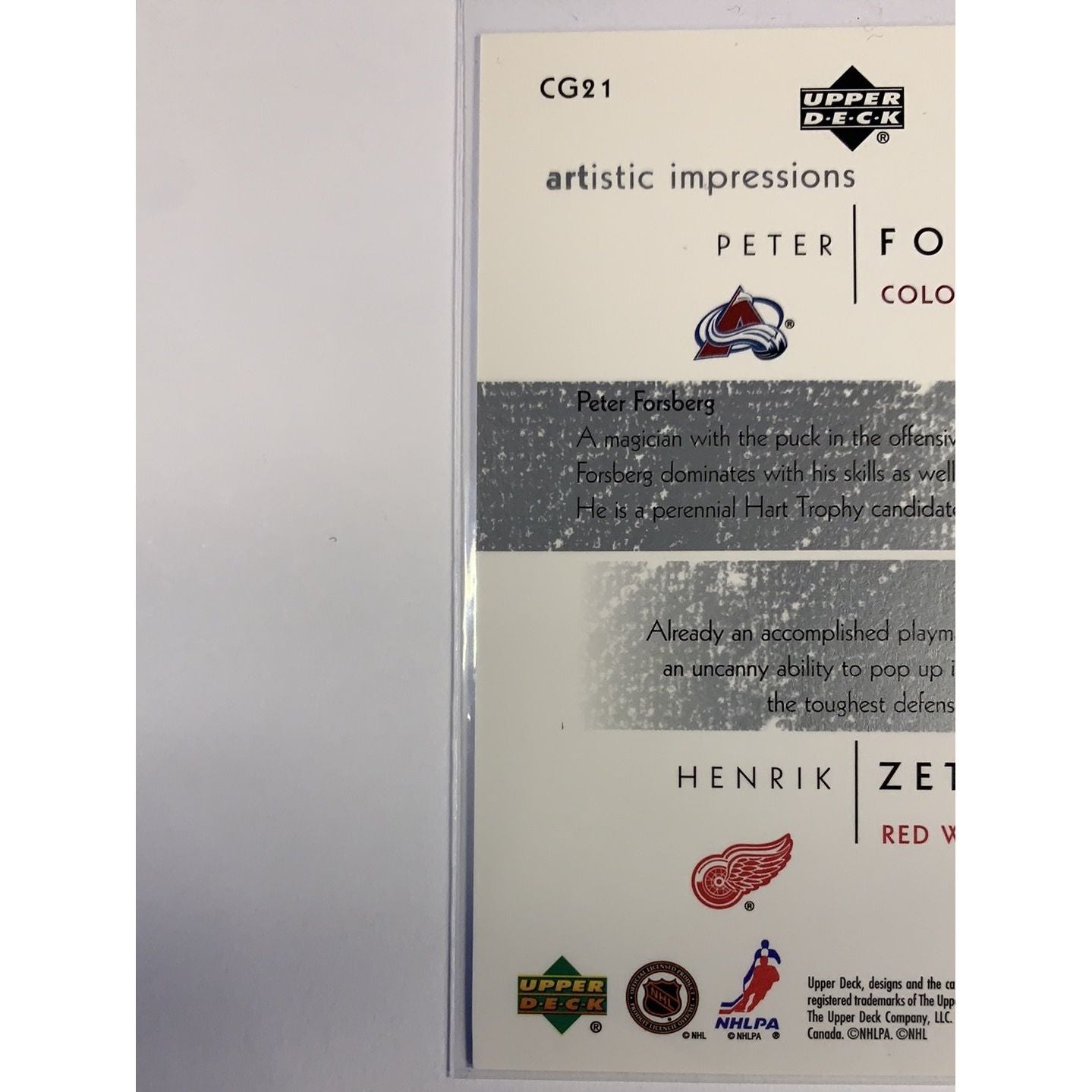 2003 Upper Deck Peter Forsberg Henrik Zetterberg Artistic Impressions | Local Legends Cards & Collectibles