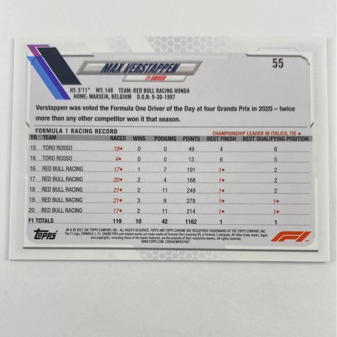 2021 Topps Chrome Max Verstappen #55 | Local Legends Cards & Collectibles