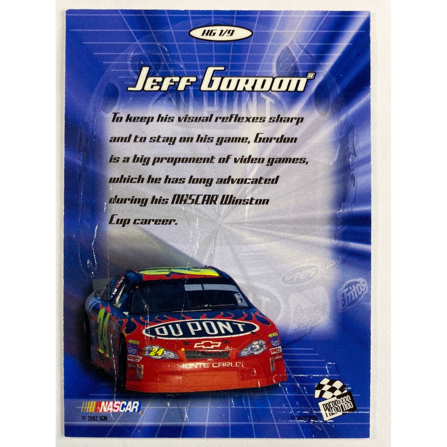 2002 Press Pass Jeff Gordon Head Gear Embossed | Local Legends Cards & Collectibles