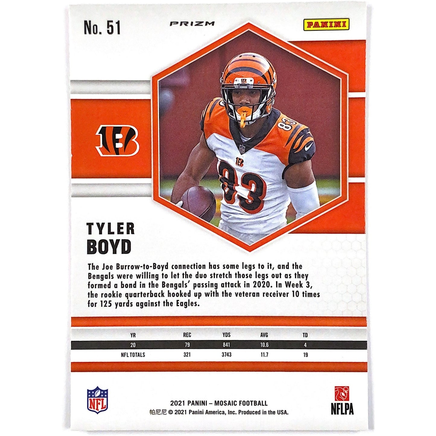 2021 Mosaic Tyler Boyd Pink Mosaic Prizm | Local Legends Cards & Collectibles