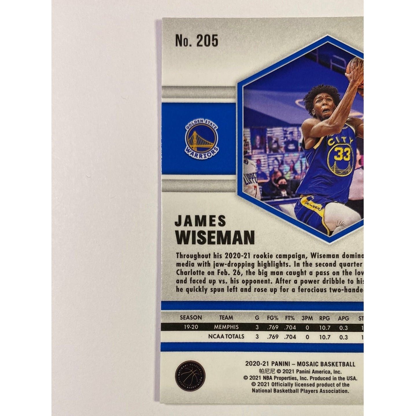 2020-21 Mosaic James Wiseman RC | Local Legends Cards & Collectibles