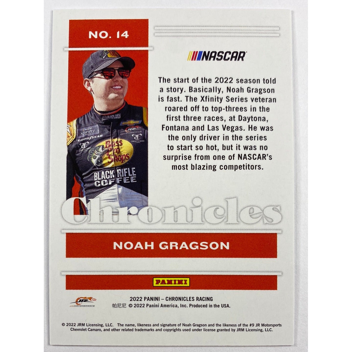 2022 Chronicles Noah Gragson Red Foil /99 | Local Legends Cards & Collectibles