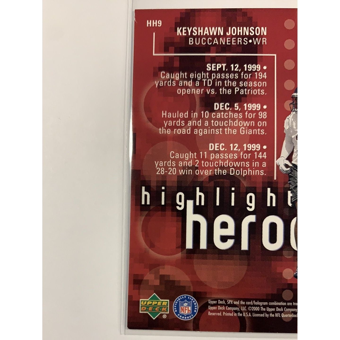 2000 Upper Deck SPx Keyshawn Johnson Highlight Heroes | Local Legends Cards & Collectibles