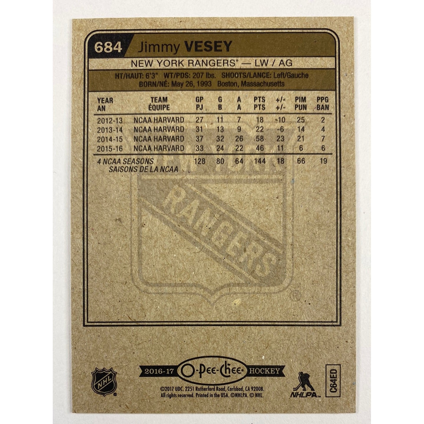 2016-17 O-Pee-Chee Jimmy Vesey Marquee Rookies | Local Legends Cards & Collectibles