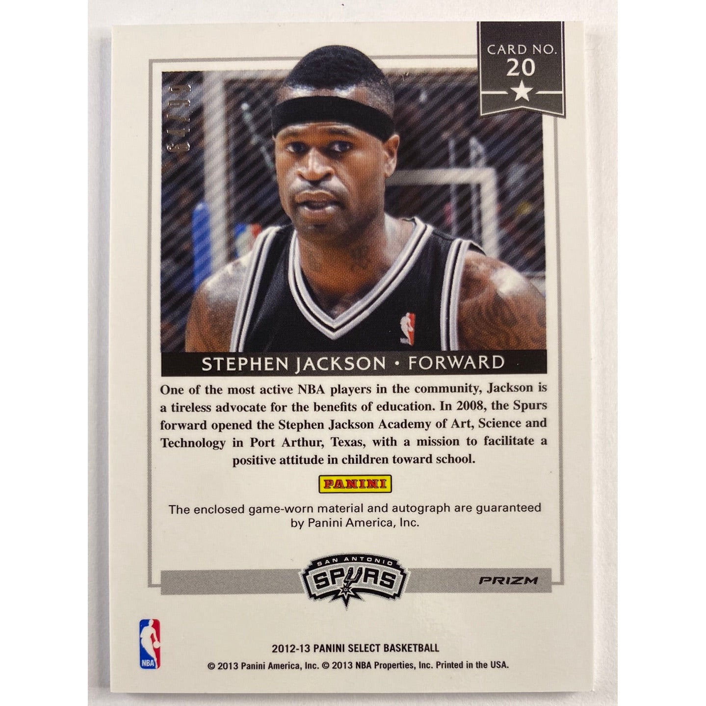 2012-13 Select Stephen Jackson Select Stars Silver Holo Prizm Auto /99 | Local Legends Cards & Collectibles