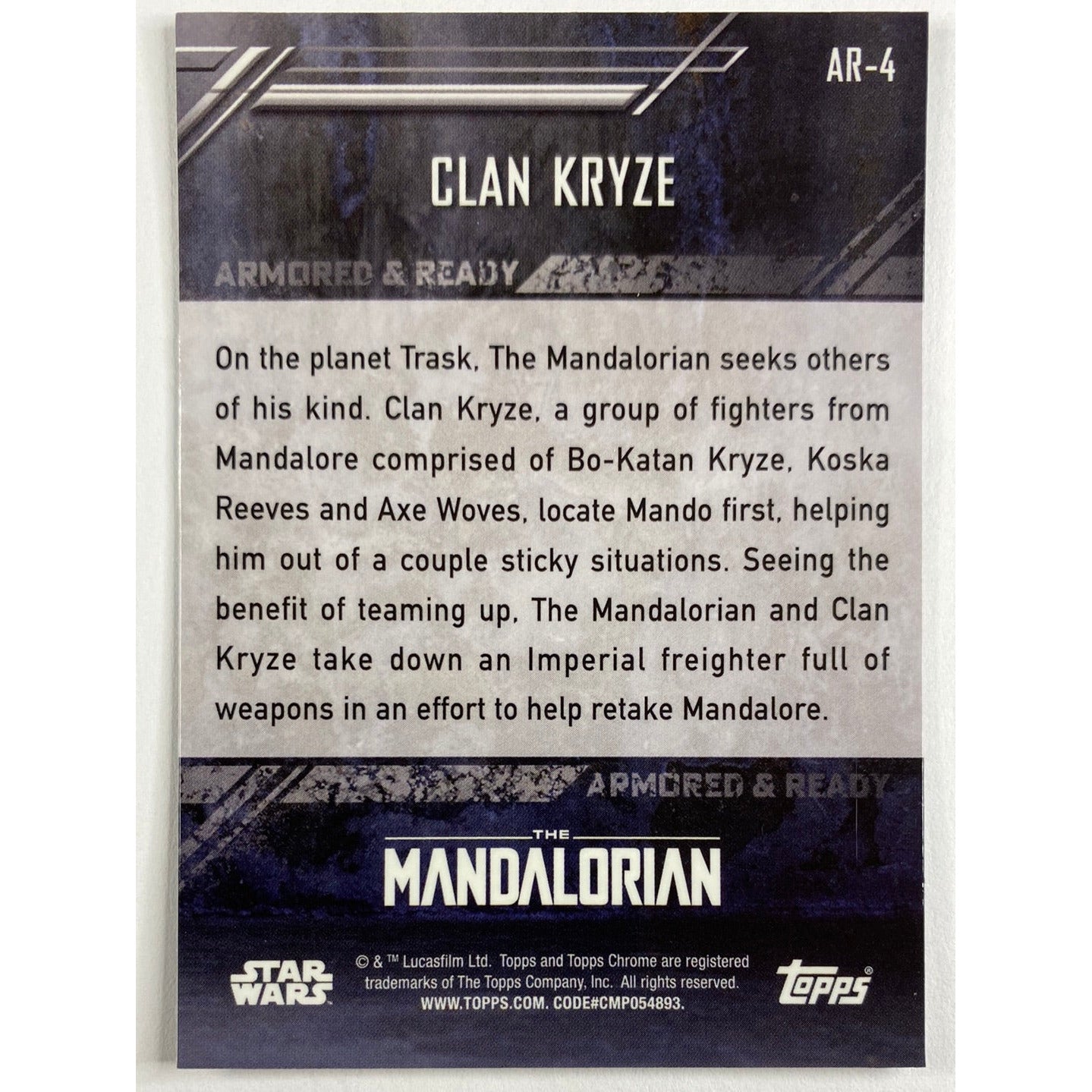 Topps Chrome The Mandalorian Armored And Ready Clan Kryze Refractor | Local Legends Cards & Collectibles
