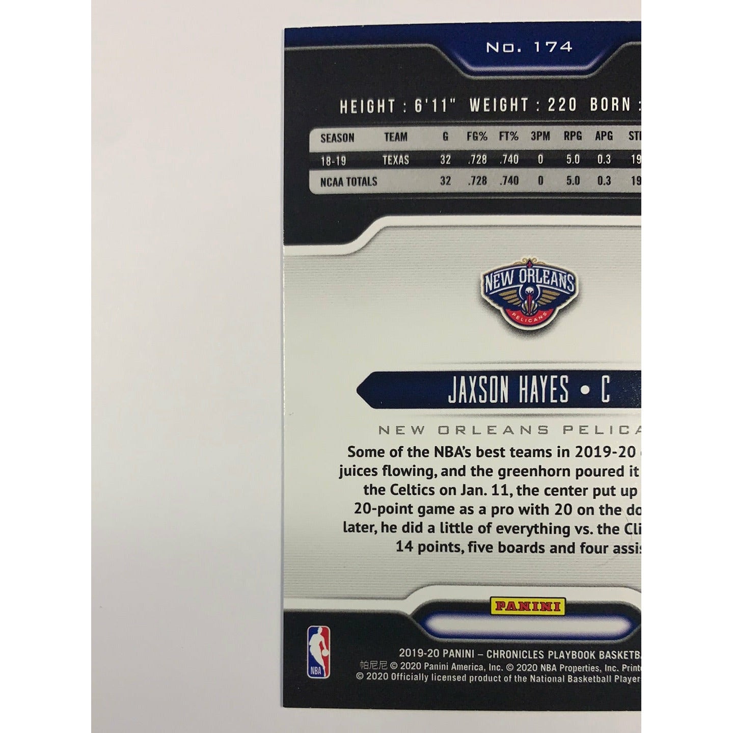 2019-20 Playbook Jaxson Hayes RC | Local Legends Cards & Collectibles