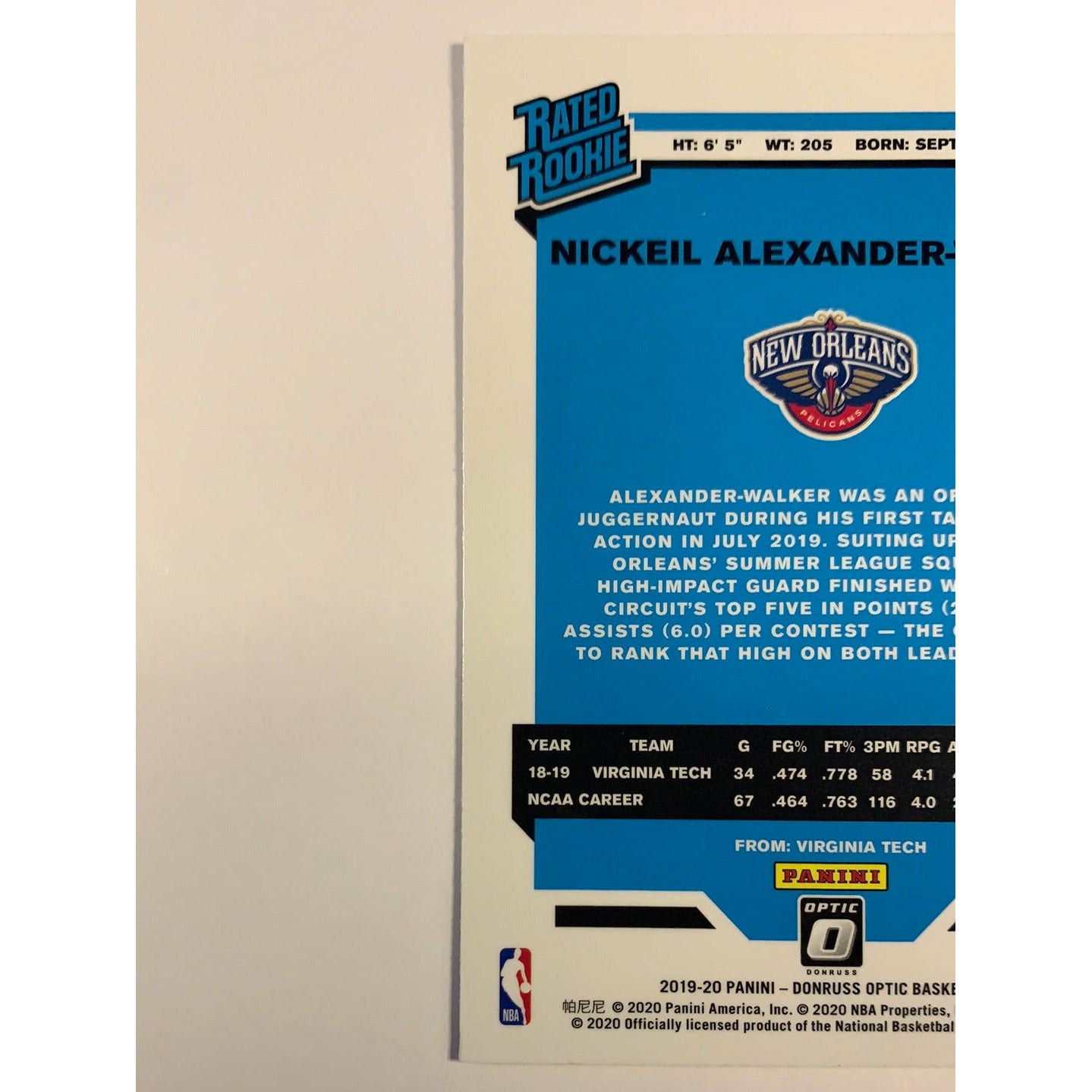 2019-20 Donruss Optic Nickeil Alexander Walker Rated Rookie | Local Legends Cards & Collectibles