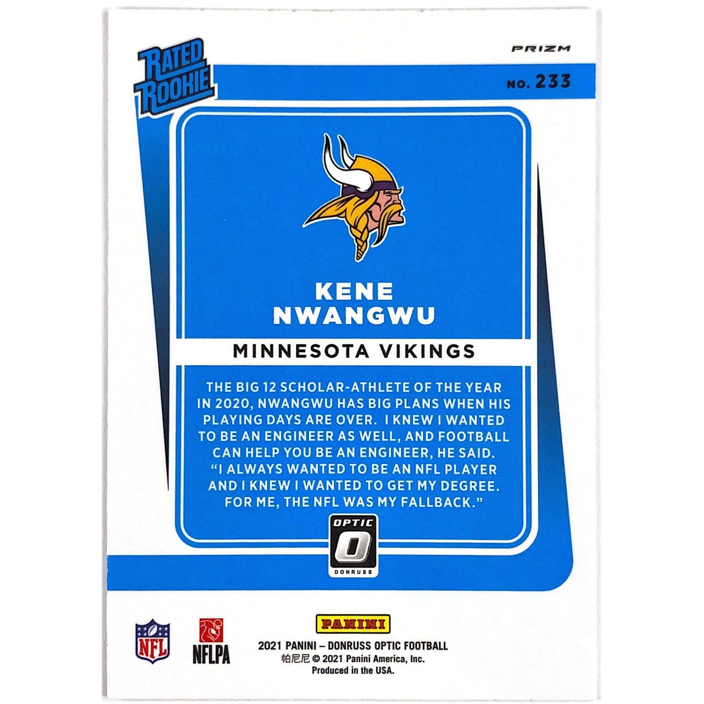 2021 Donruss Optic Kene Nwangwu Pink Holo Rated Rookie | Local Legends Cards & Collectibles