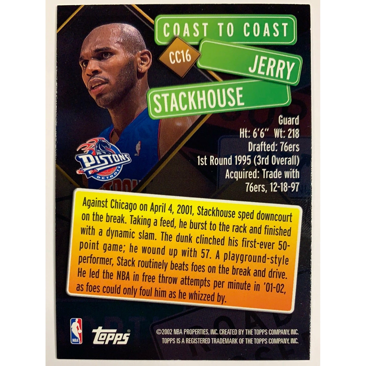 2002 Topps Coast to Coast Jerry Stackhouse | Local Legends Cards & Collectibles