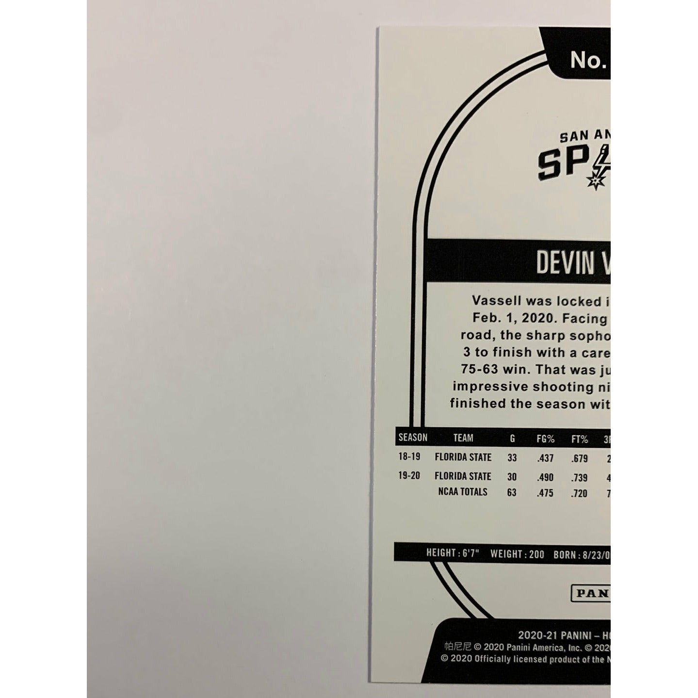 2020-21 Hoops Devin Vassell RC | Local Legends Cards & Collectibles