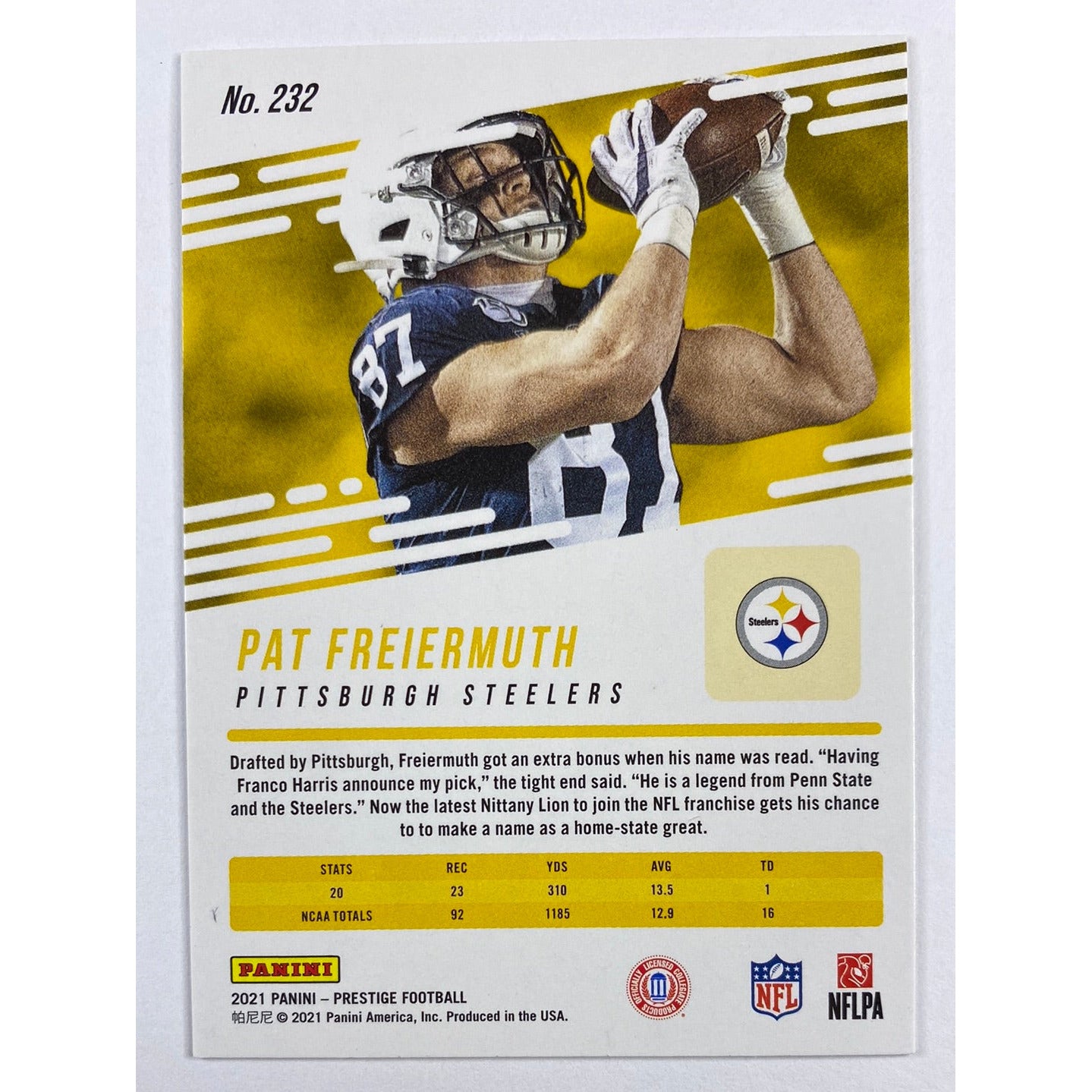 2021 Prestige Pat Freiermuth Xtra Points RC | Local Legends Cards & Collectibles