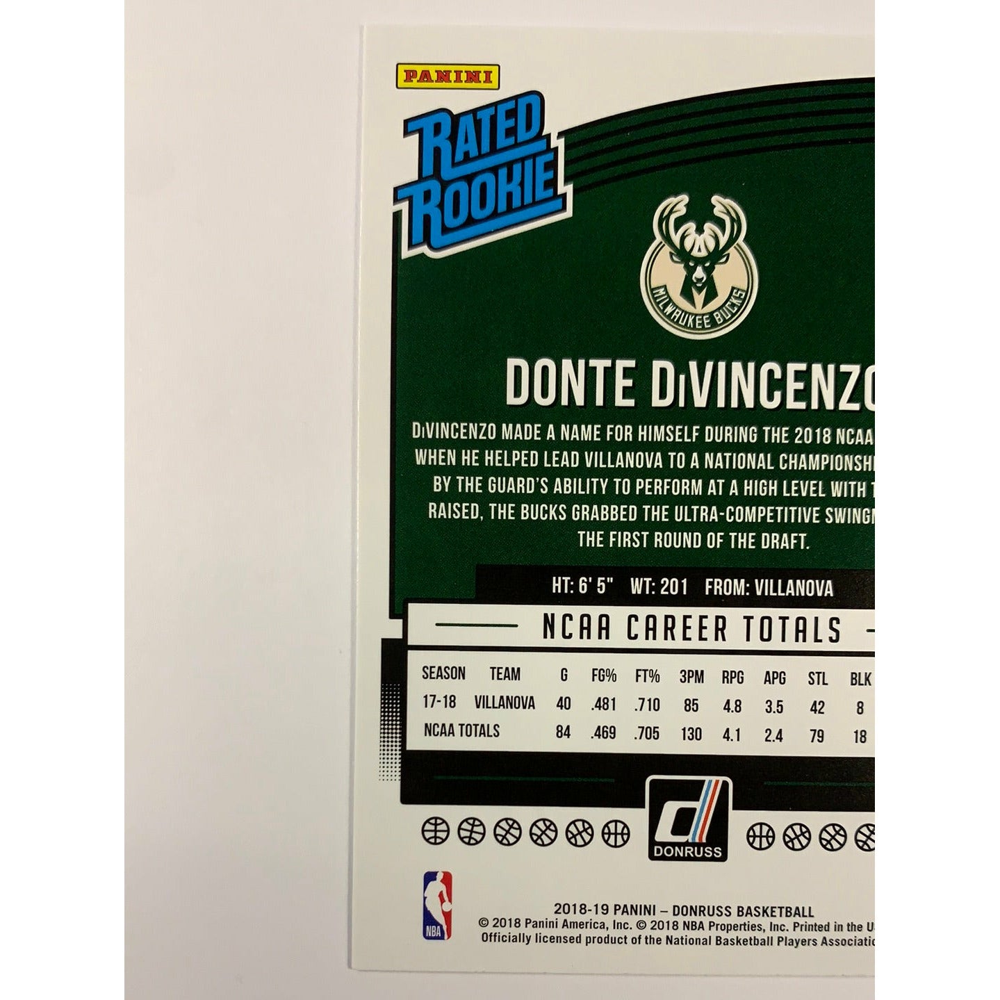 2018-19 Donruss Donte Divincenzo Rated Rookie | Local Legends Cards & Collectibles
