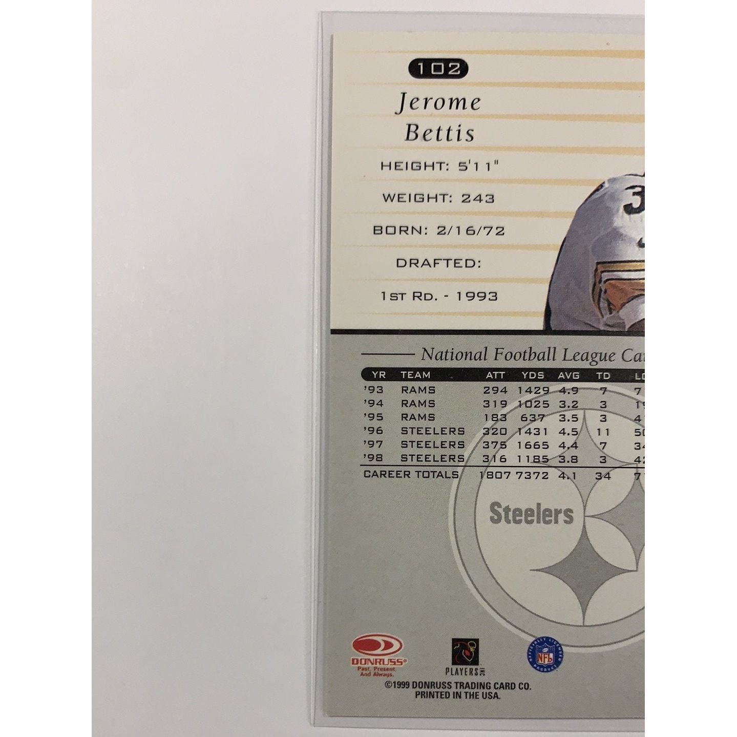 1999 Donruss Jerome “the bus” Bettis Base #102 Local Legends Cards & Collectibles