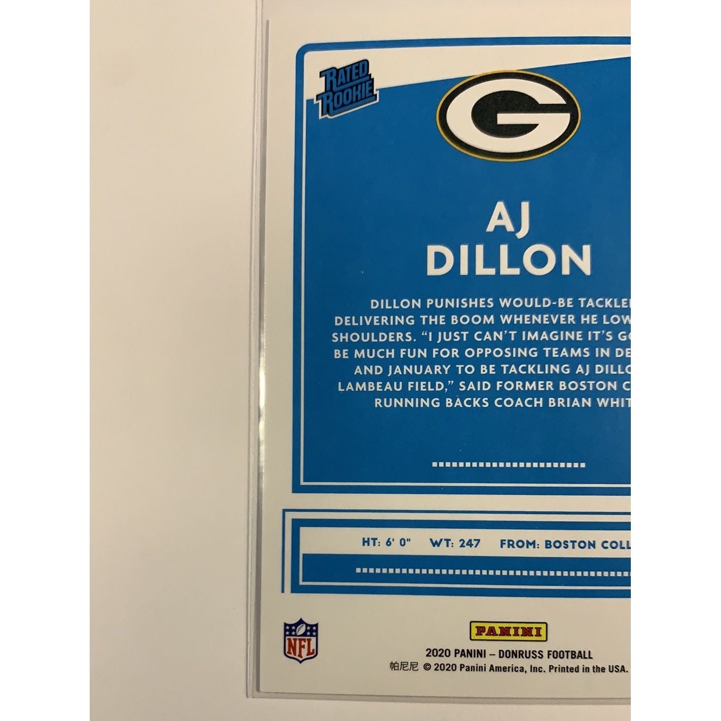 2020 Donruss Aj Dillon Rated Rookie | Local Legends Cards & Collectibles