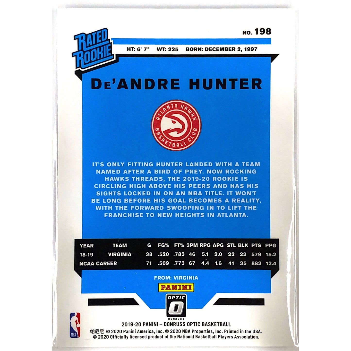 2019-20 Donruss Optic De’Andre Hunter Rated Rookie | Local Legends Cards & Collectibles