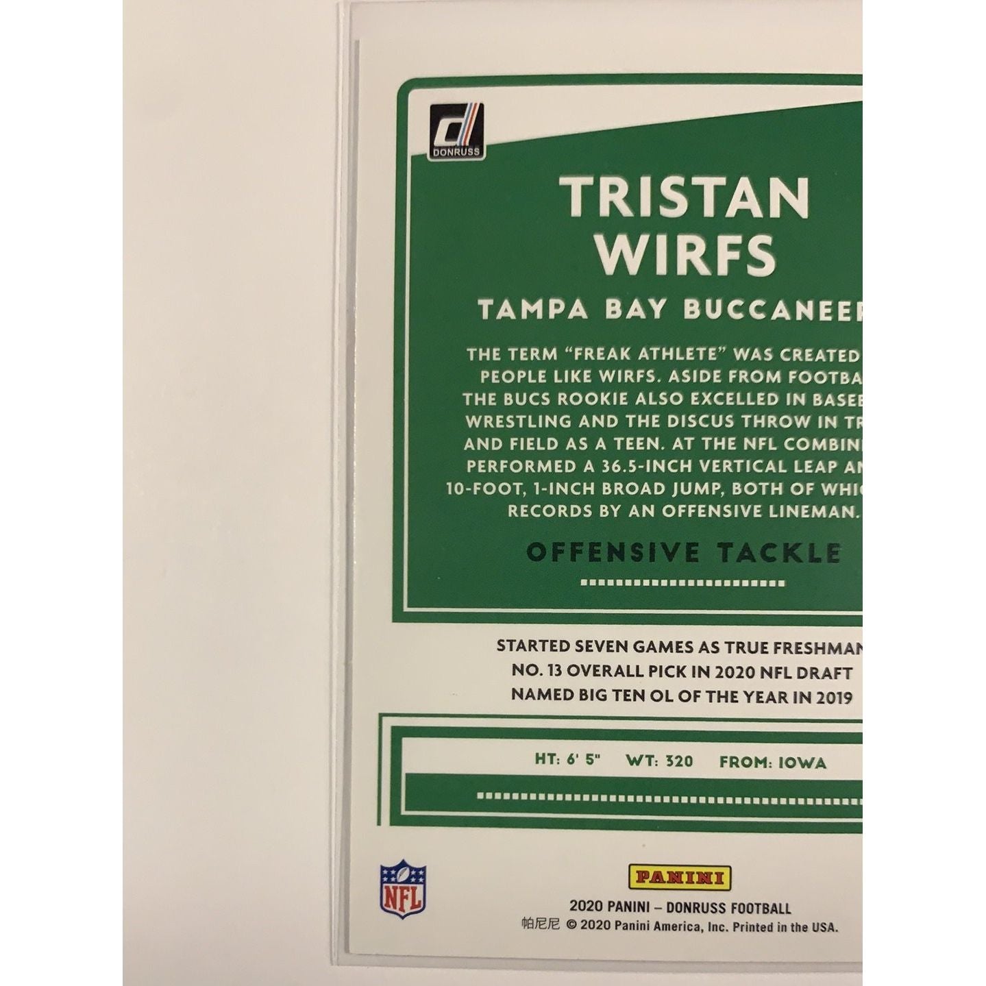 2020 Donruss Tristan Wirfs RC | Local Legends Cards & Collectibles