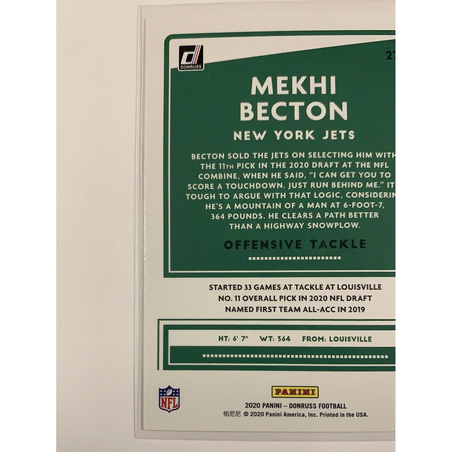 2020 Donruss Mekhi Becton RC | Local Legends Cards & Collectibles