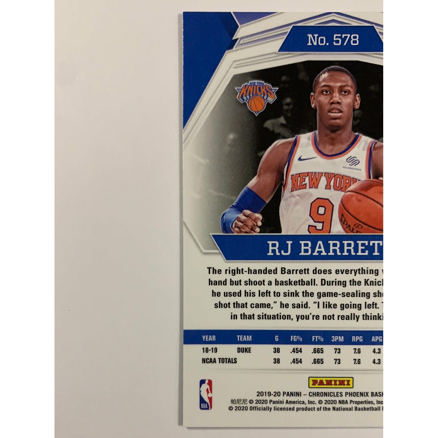 2019-20 Chronicles Phoenix RJ Barrett RC | Local Legends Cards & Collectibles